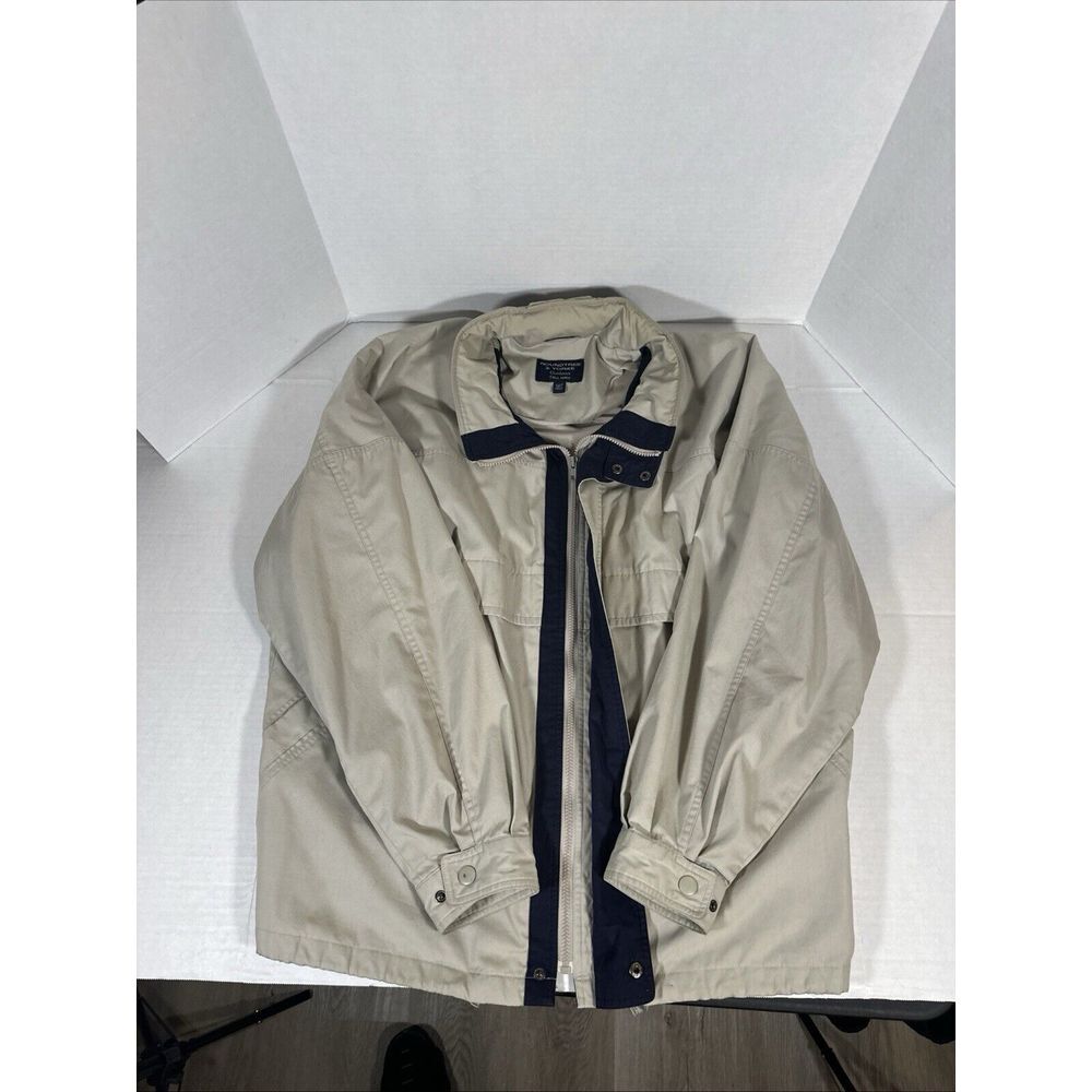 Roundtree & Yorke Outdoors‎  Tall Man 2XLT Coat Tan & Navy Blue Hidden Hood